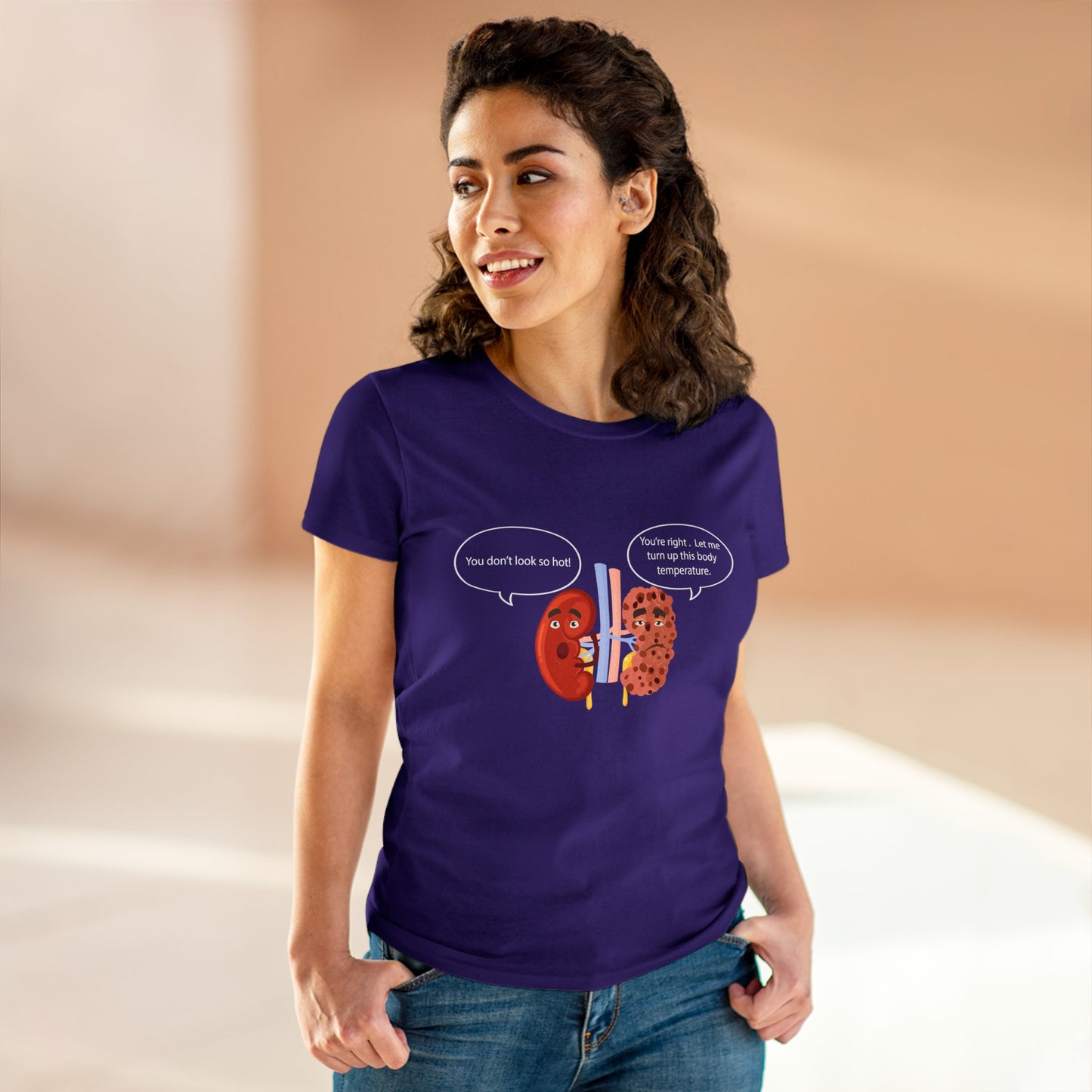 Kidney Sponge Talk Women's Midweight Cotton Tee - Medical Humor