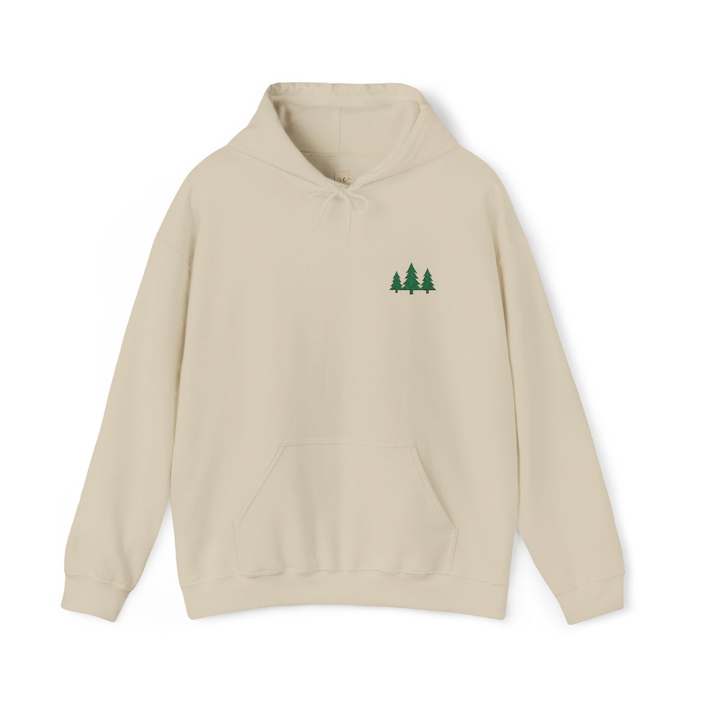 Pine Trees Embroidered Hooded Sweatshirt