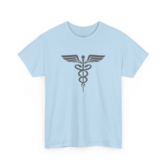 Caduceus Gray Symbol Heavy Cotton T-Shirt
